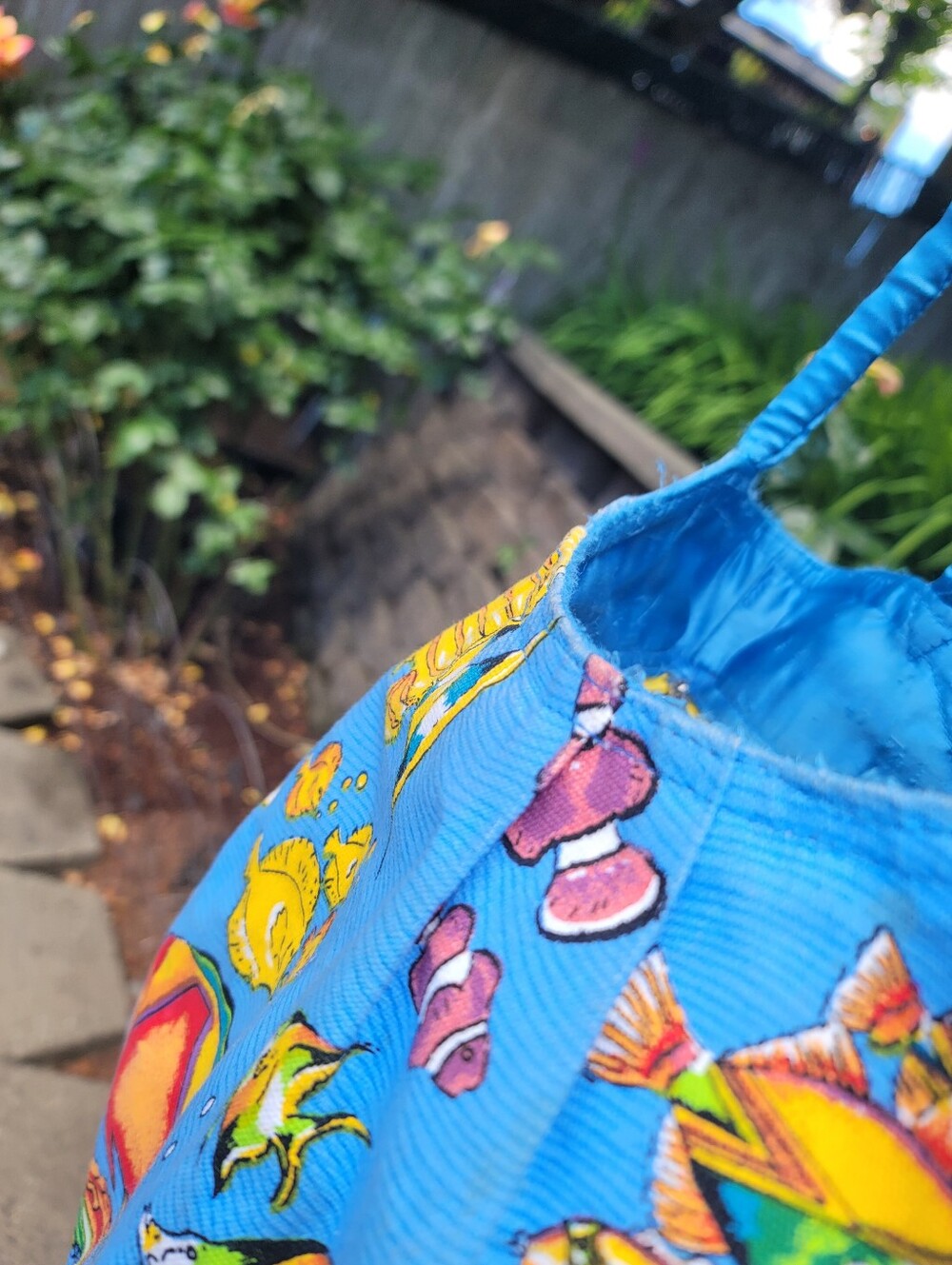 Vintage 90s Ann Ormsby Quasby Beach Elements Tropical Fish Beaded Tote Bag Y2K - Picture 13 of 17